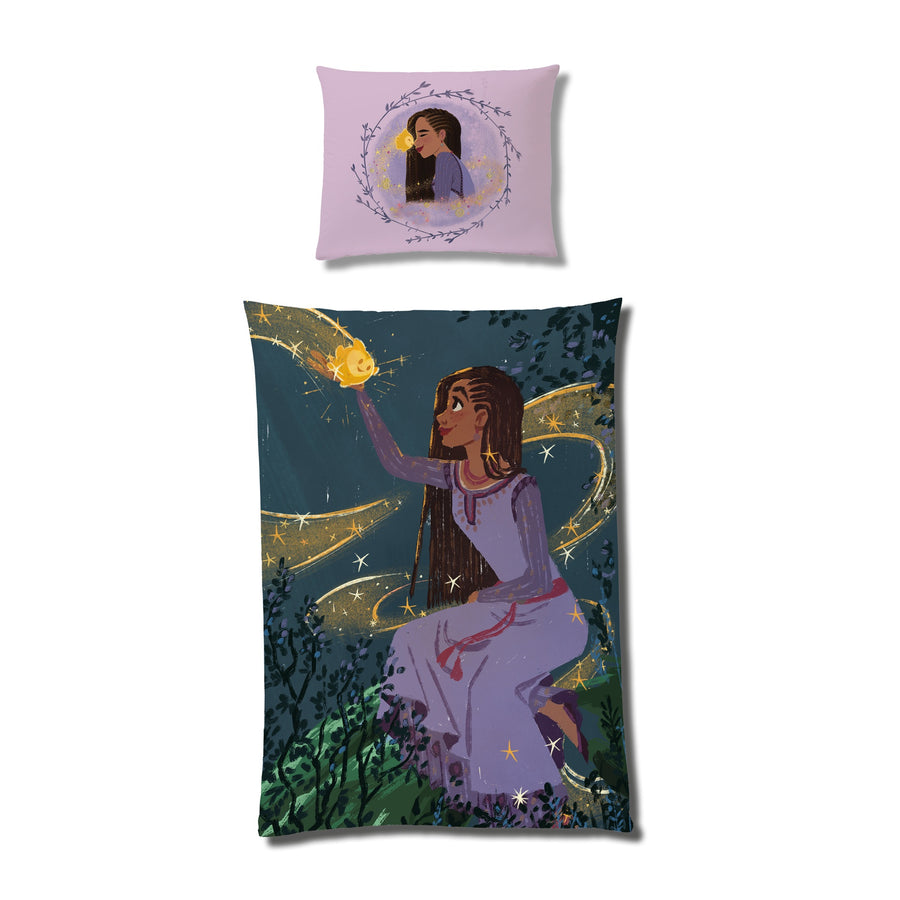 Vorderseite Prinzessin Asha Microfaser Bettwäsche Disney Wish 135x200 cm