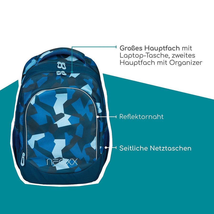 Neoxx Schulrucksack Camoflage Blau