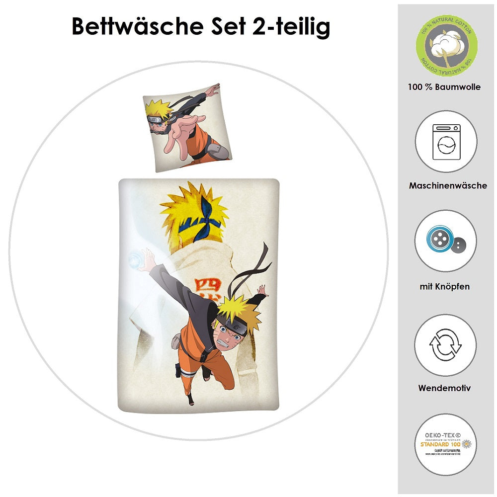 Teenager Bettwäsche für Jungen und Mädchen Naruto Motiv Baumwolle