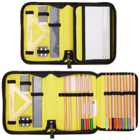 Federmappe gefüllt mit 16 Stiften, Geodreieck, Lineal, Spitzer und Radiergummi passend zum blauen Lego Ninjago Schulranzen