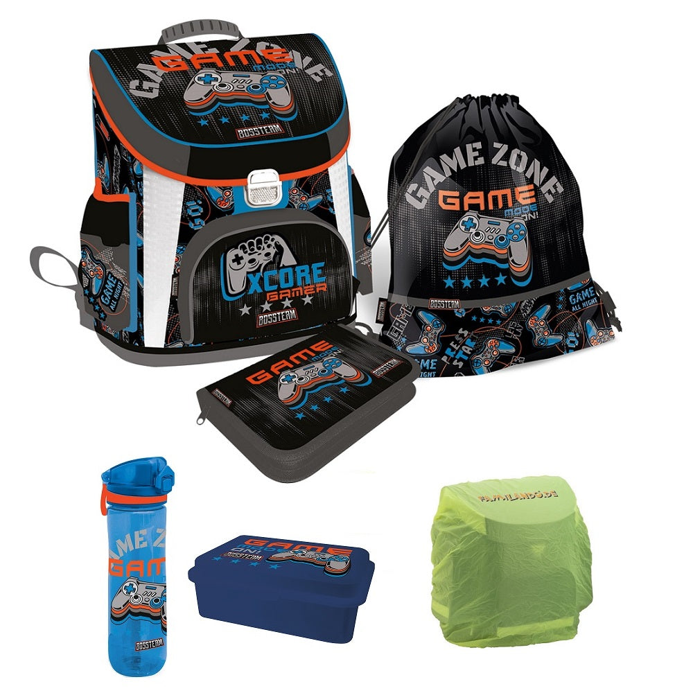 Gamer Schulranzen Set 6-teilig mit Federmappe