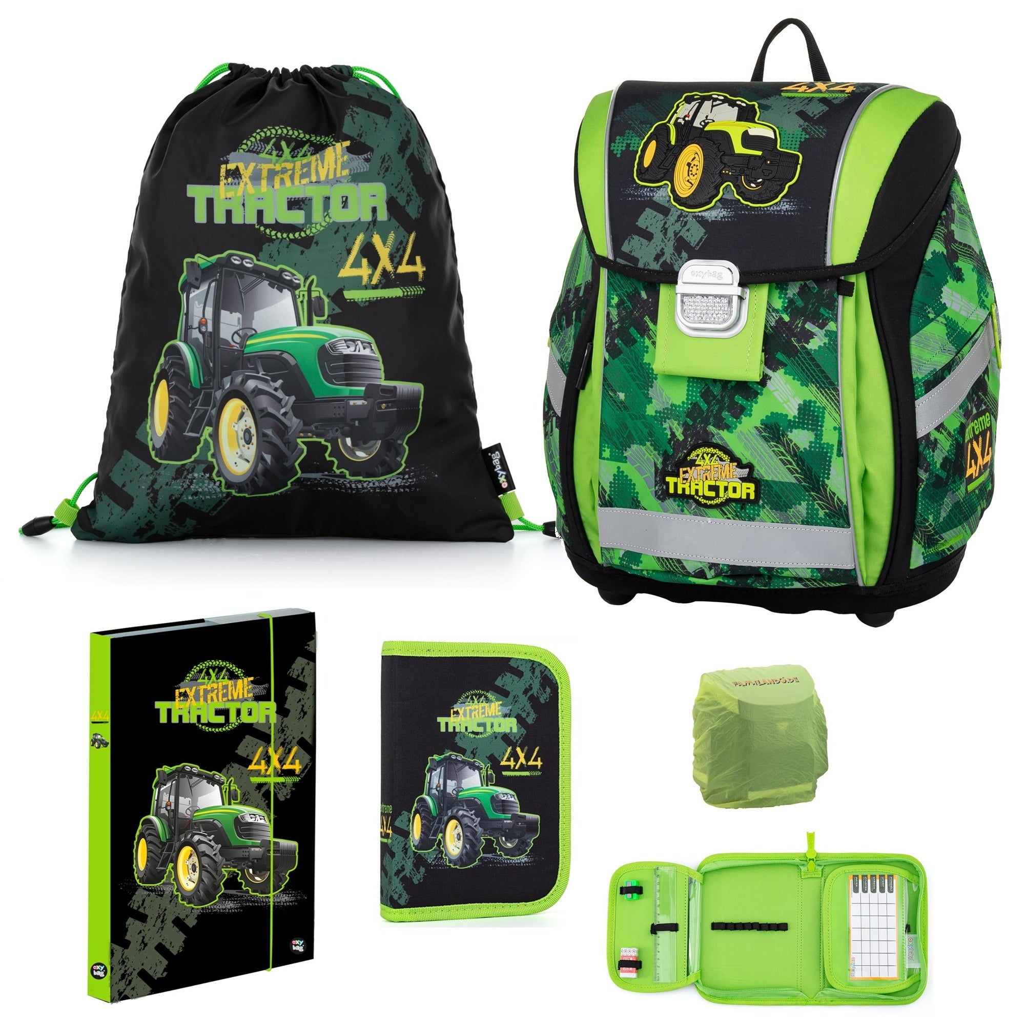 Traktor Schulranzen Premium Light 6tlg. Set mit Federmappe und Turnbeutel 