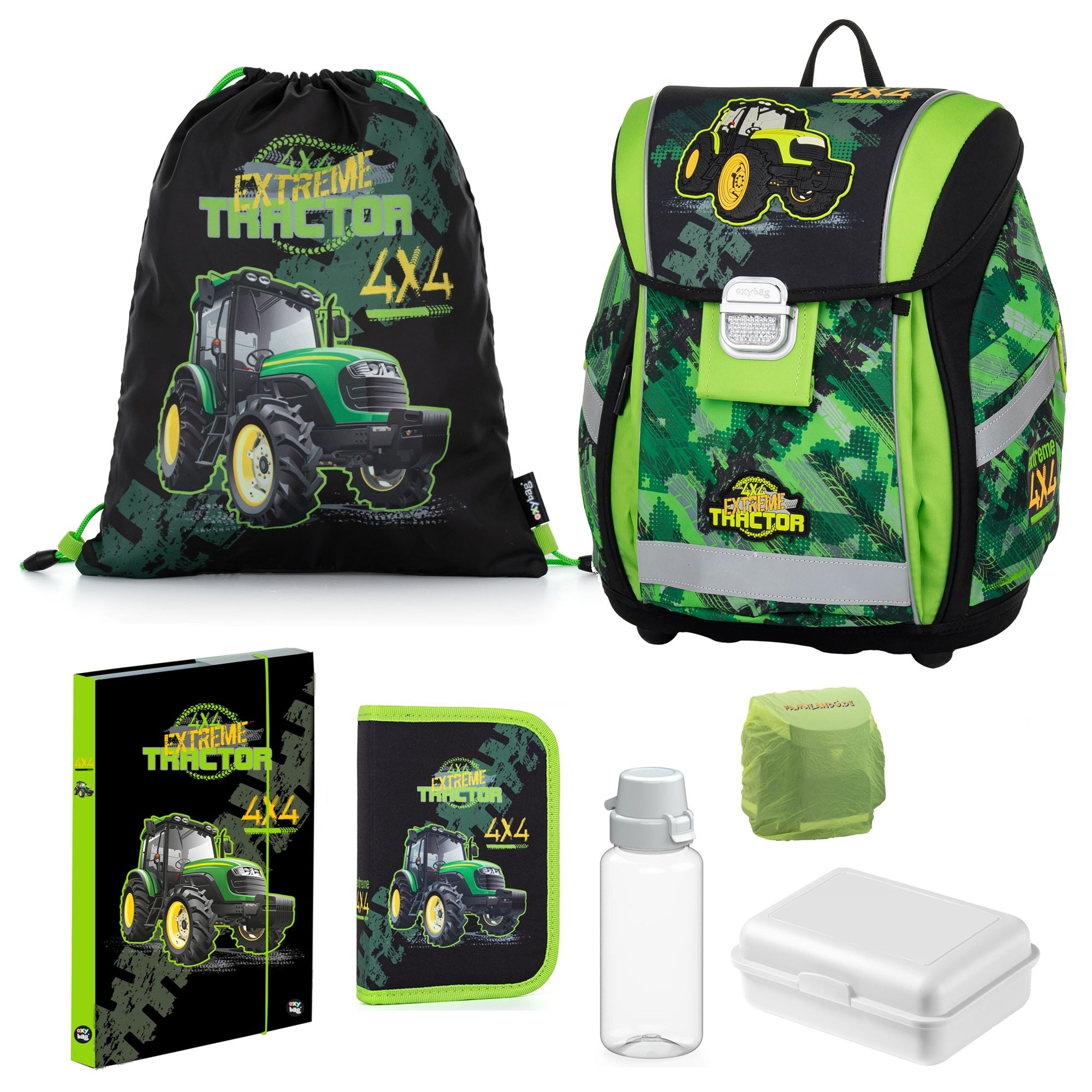 Traktor Schulranzen Premium Light 8tlg. Set mit Federmappe und Turnbeutel 