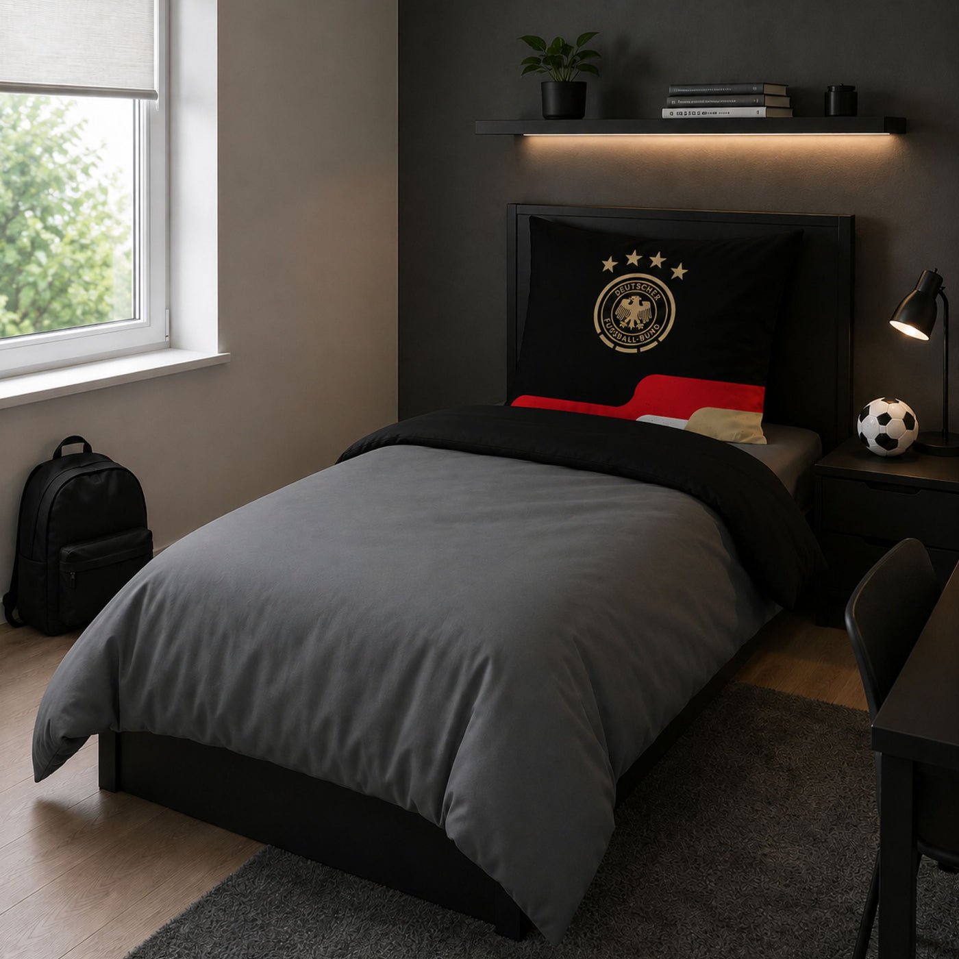 Offizielles DFB Bettwäsche Set 2-teilig, 100% Baumwolle, 80x80 135x200 cm - Fußball Bettwäsche des Deutschen Fußball Bundes