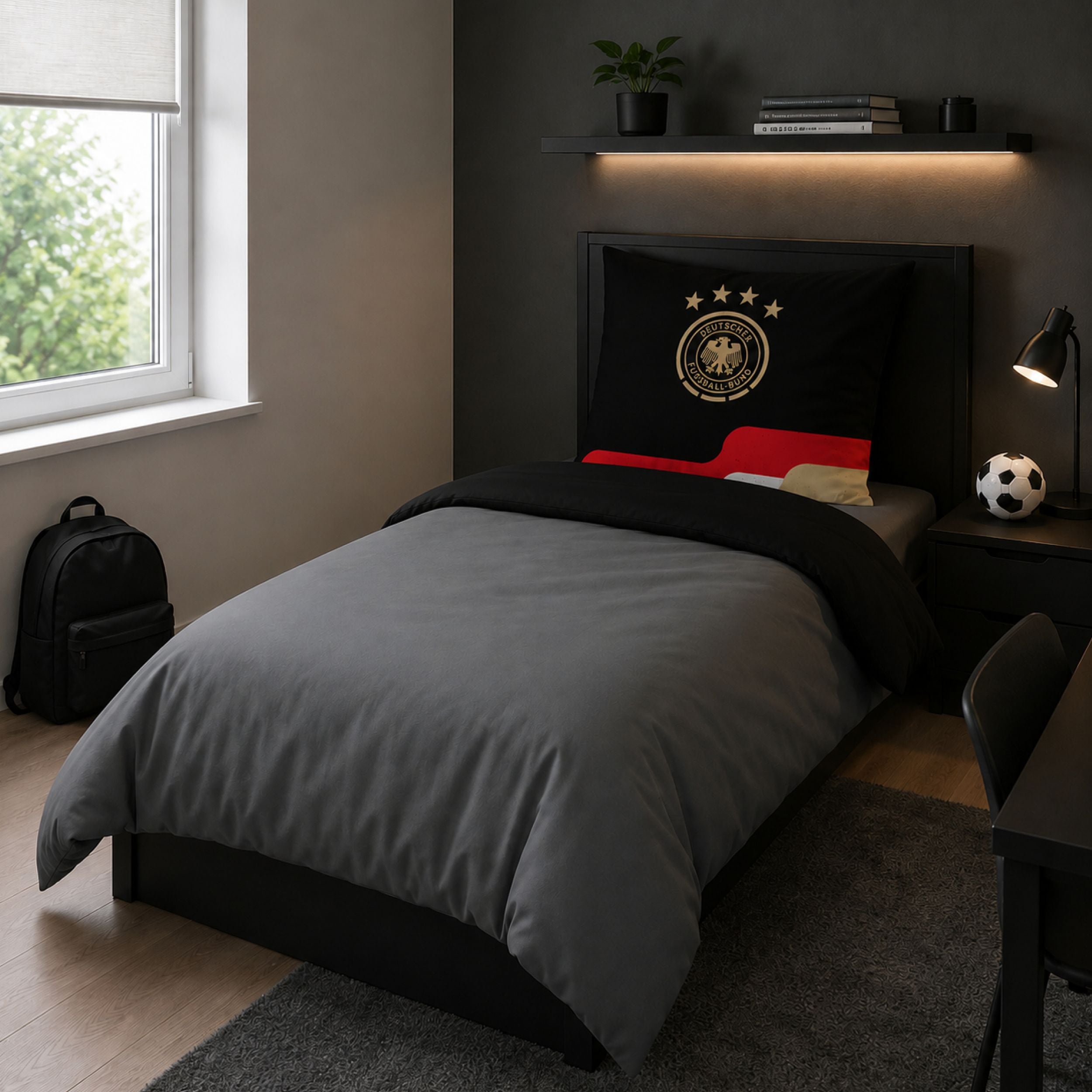 Offizielles DFB Bettwäsche Set 2-teilig, 100% Baumwolle, 80x80 135x200 cm - Fußball Bettwäsche des Deutschen Fußball Bundes