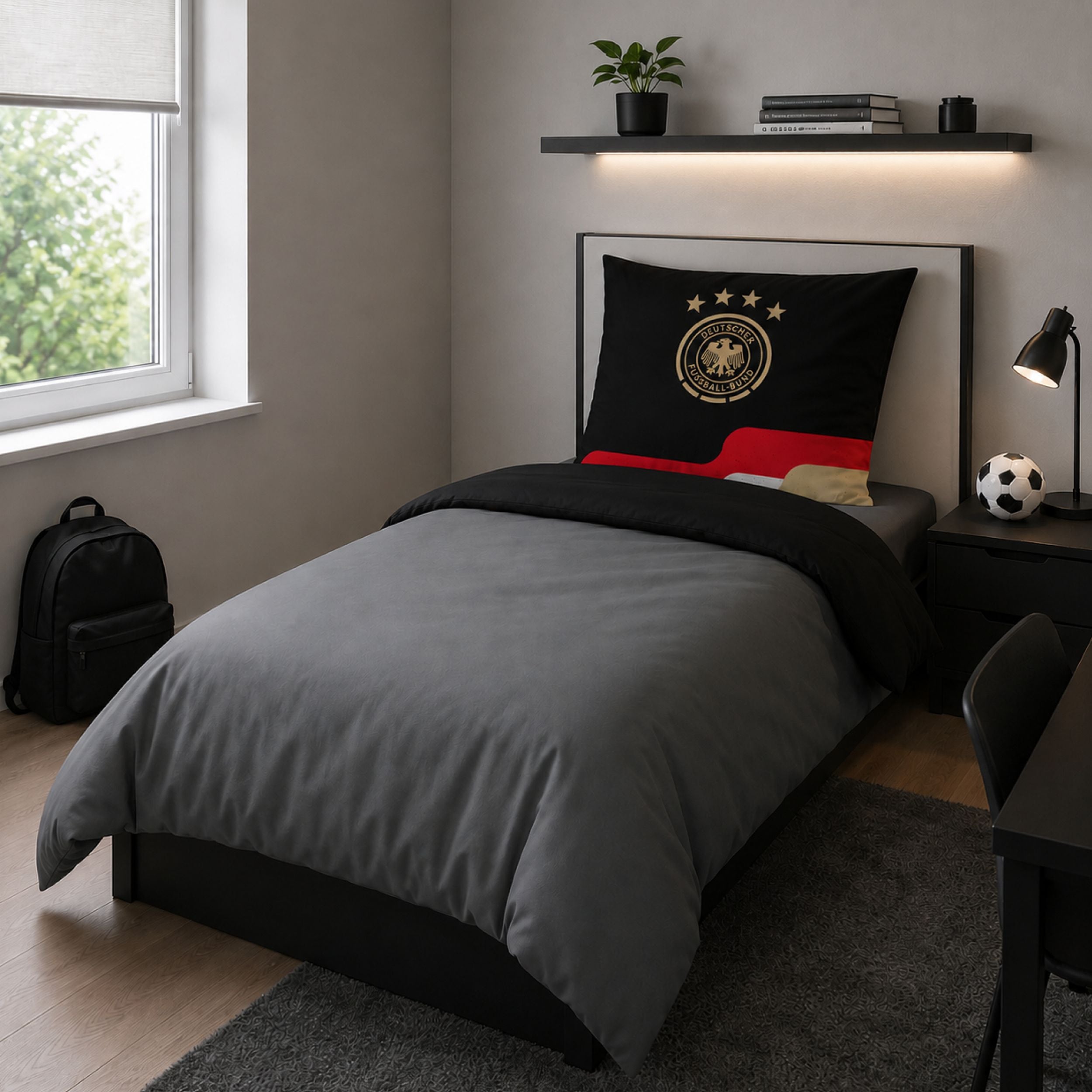 Offizielles DFB Bettwäsche Set 2-teilig, 100% Baumwolle, 80x80 135x200 cm - Fußball Bettwäsche des Deutschen Fußball Bundes