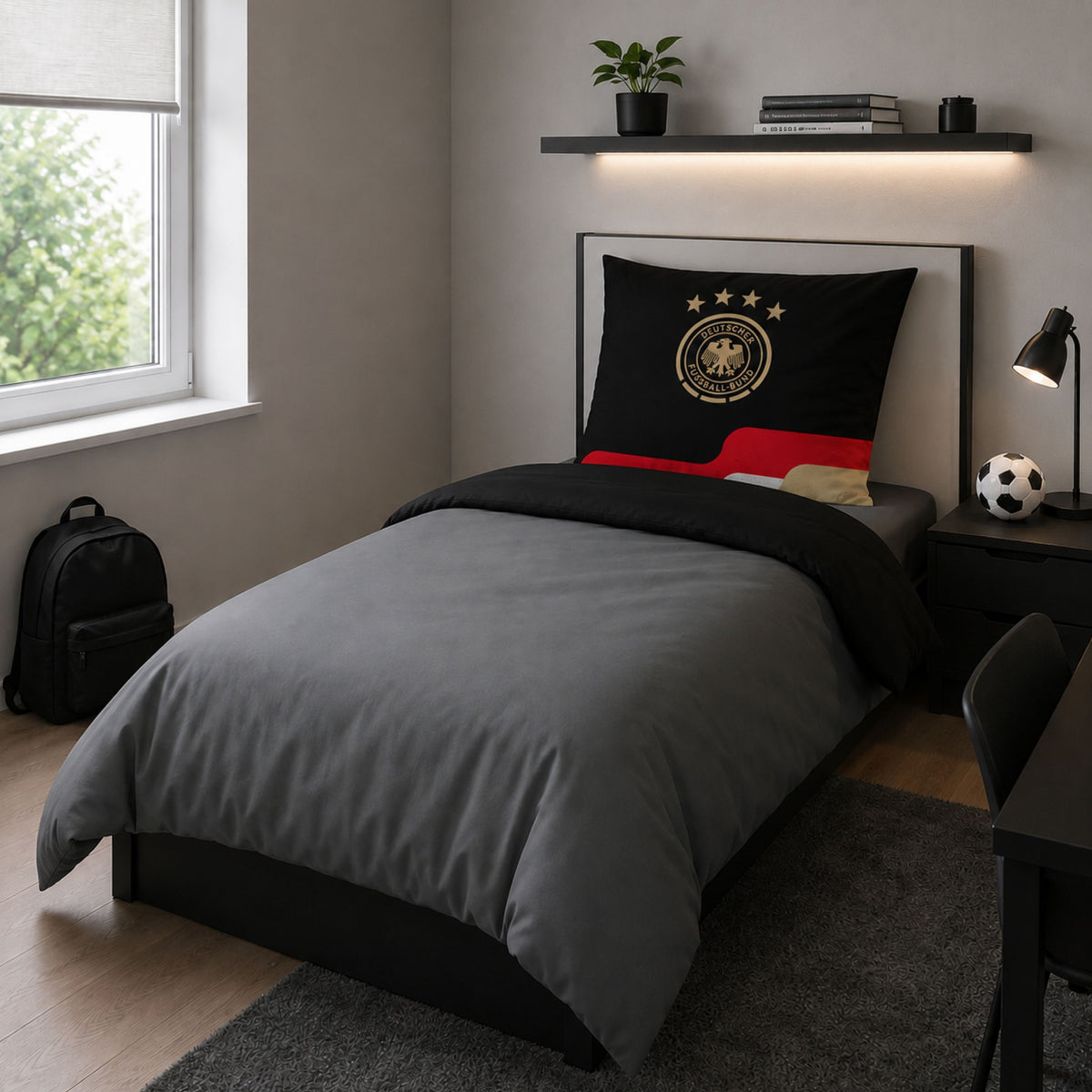 Offizielles DFB Bettwäsche Set 2-teilig, 100% Baumwolle, 80x80 135x200 cm - Fußball Bettwäsche des Deutschen Fußball Bundes