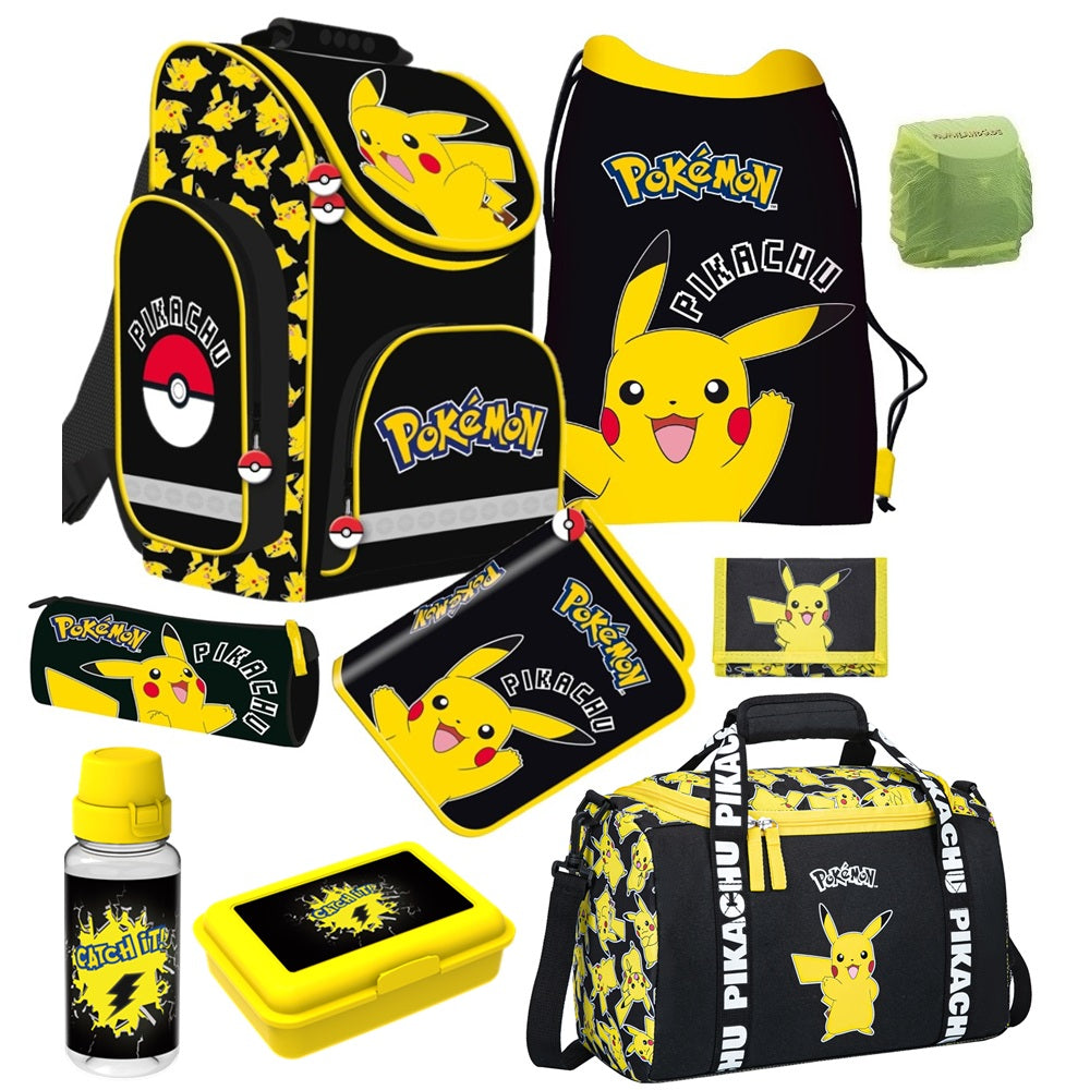 Pokemon Schulranzen Set mit Federmappe, Lunch-Set und Sporttasche