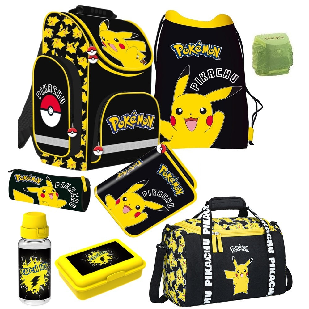 Pokemon Schulranzen Set mit Federmappe, Lunch-Set und Sporttasche