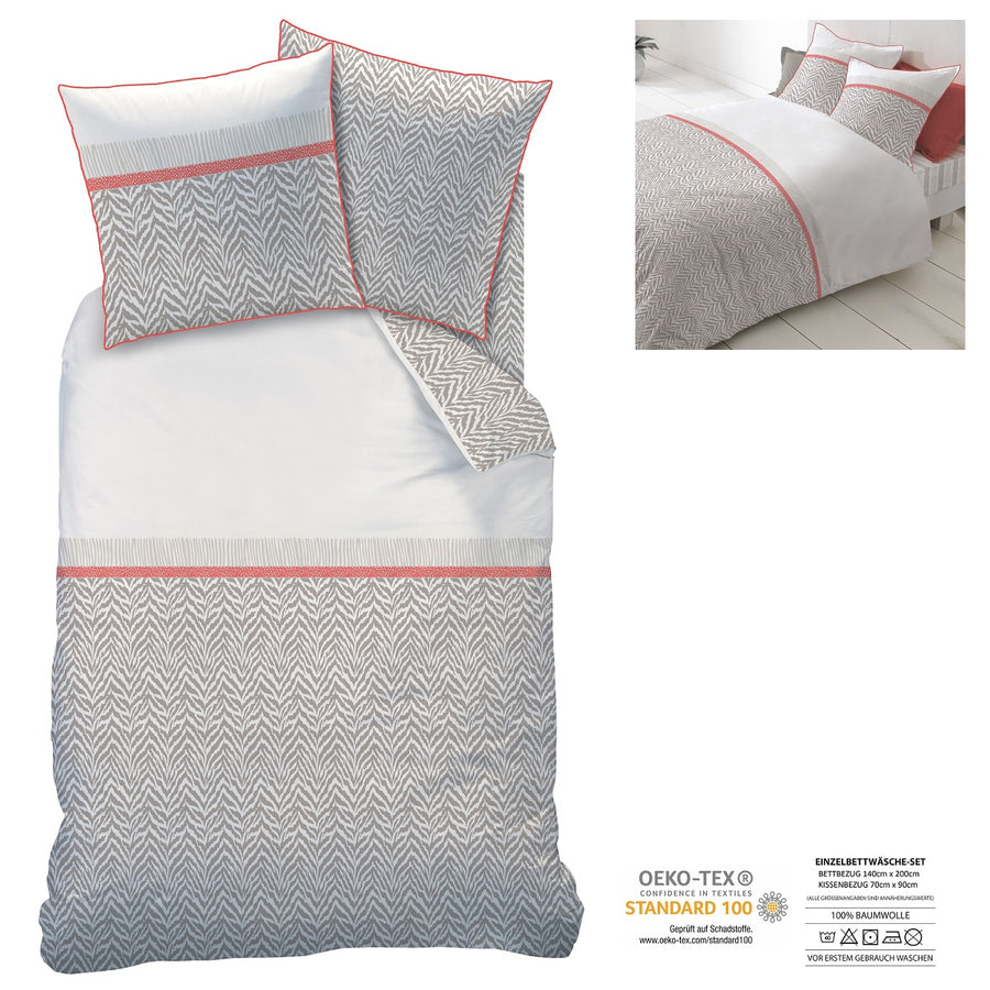 Partner Bettwäsche 135x200 80x80cm 4 tlg. Set 100% Baumwolle Linon mit Reißverschluss ESPRIT SAVANE