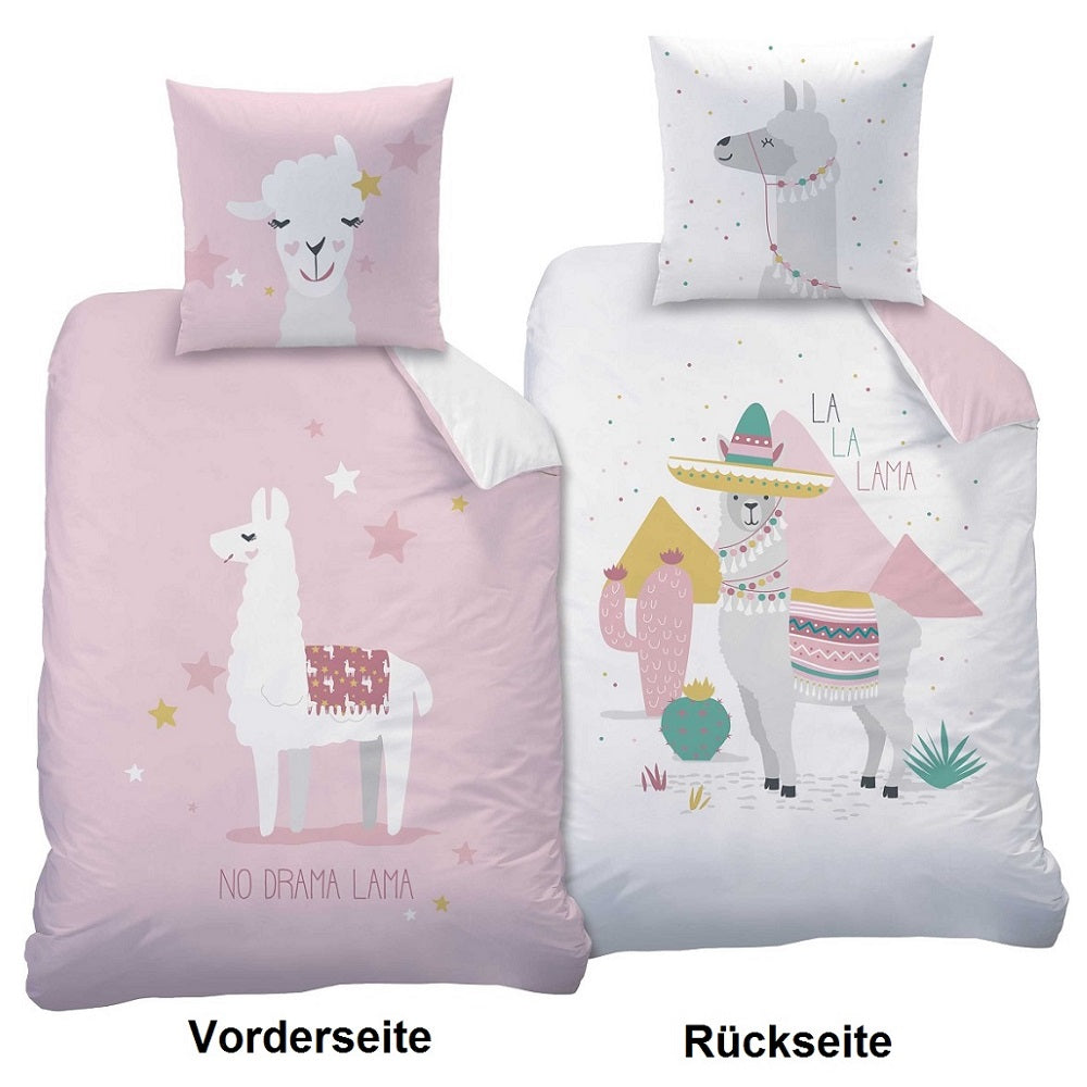 Mädchen Bettwäsche Baumwolle mit Reißverschluss Rosa
