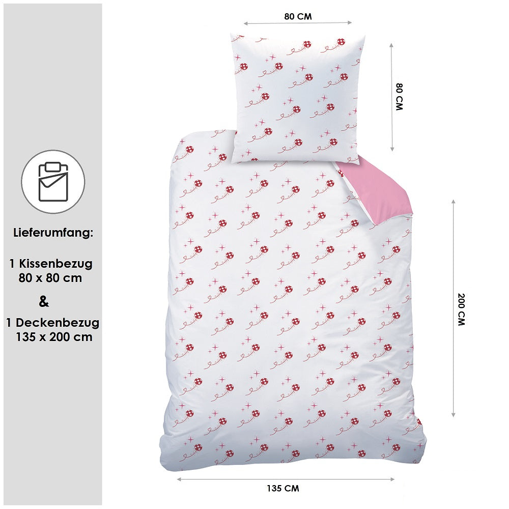 Ladybug Wende-Bettwäsche 135 x 200 für Kinder 100% Baumwolle