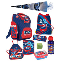 Disney Cars Schulranzen Set 9-teilig mit Federmappe Lunch-Set und Schultüte Race