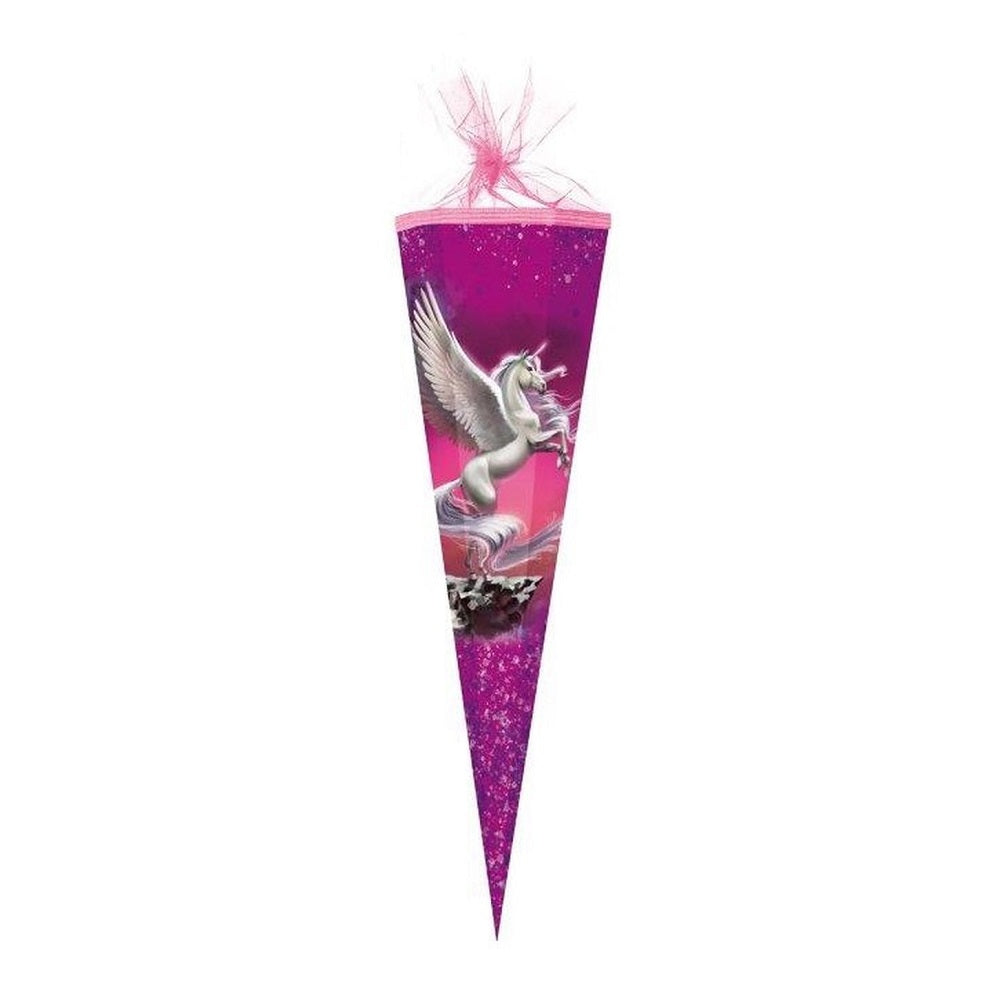 Nestler Schultüte Zuckertüte 85cm groß Pegasus Pferde Motiv Lila Pink