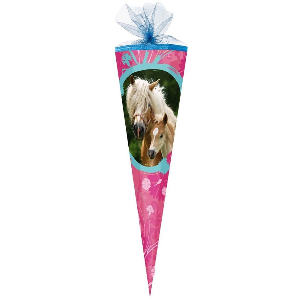Nestler Schultüte Zuckertüte 85cm Pferde Motiv pink