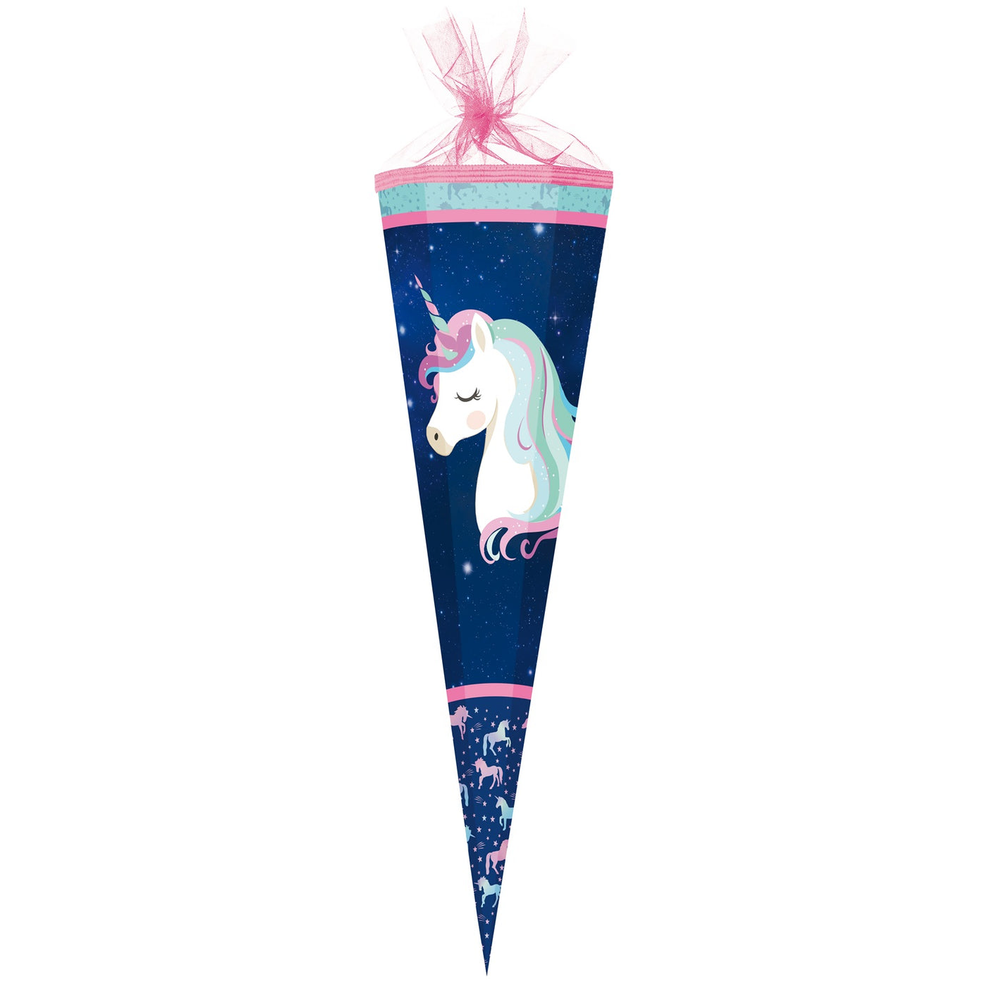 Große Schultüte mit Cosmic Unicorn in blau mit Einhorn Motiv