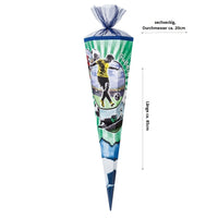 Schultüte 85 cm mit Fußball Motiv in Grün Blau passend zum Schulranen