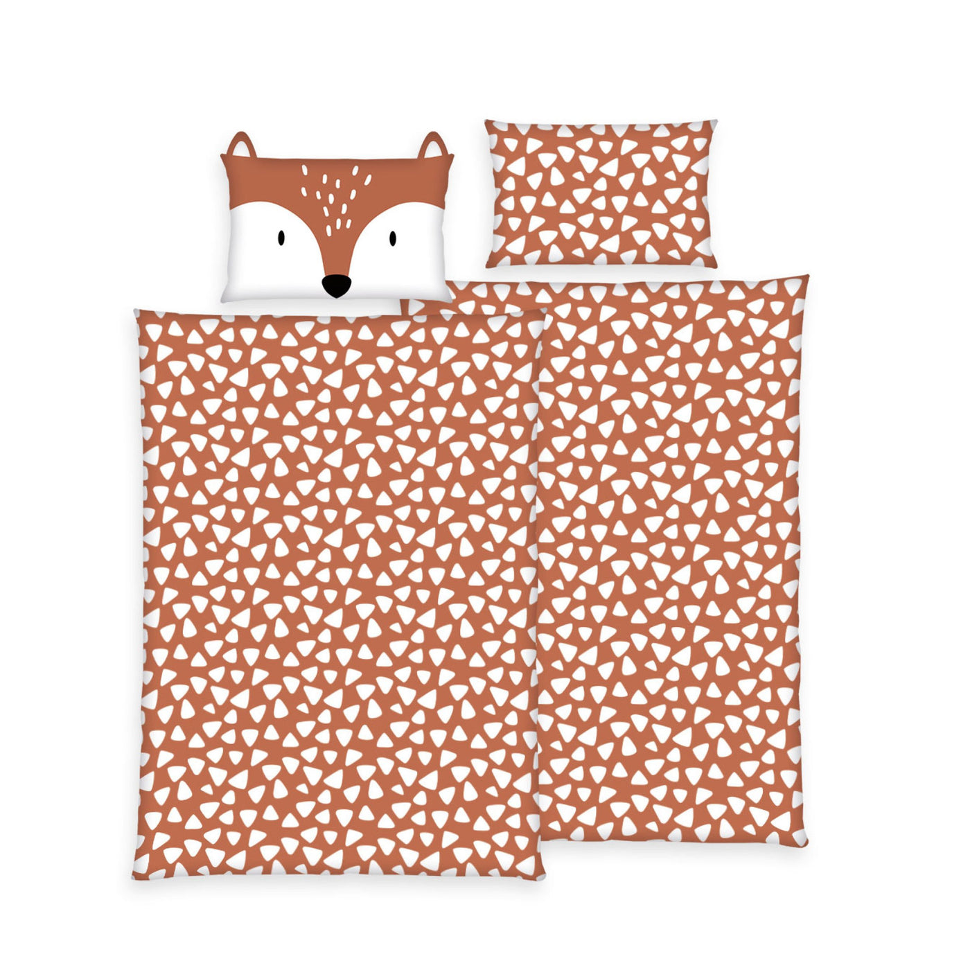 Baby Bettwäsche Set Fuchs 2-teilig - 100x135 40x60 cm aus 100% Baumwolle mit Ohren