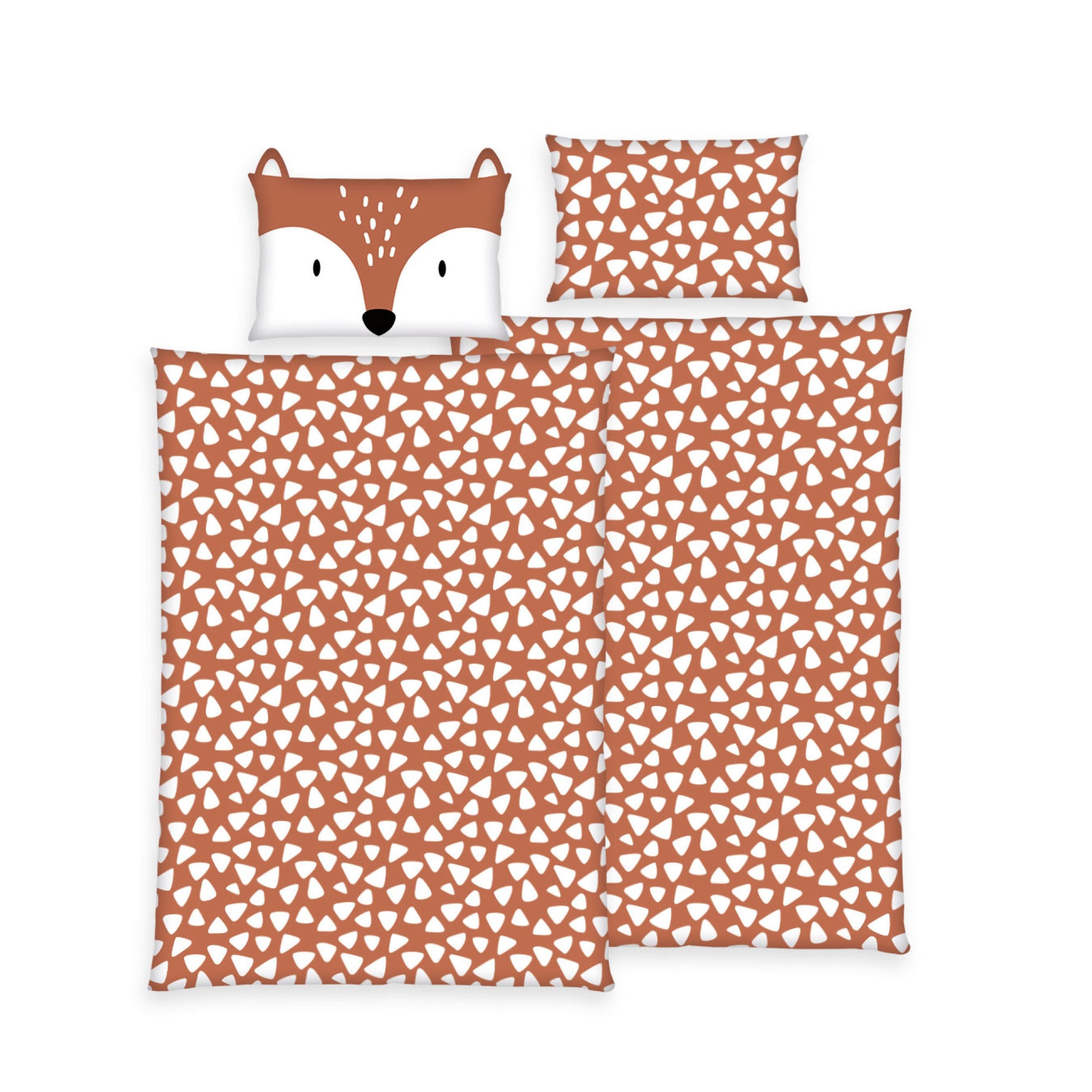 Baby Bettwäsche Set Fuchs 2-teilig - 100x135 40x60 cm aus 100% Baumwolle mit Ohren
