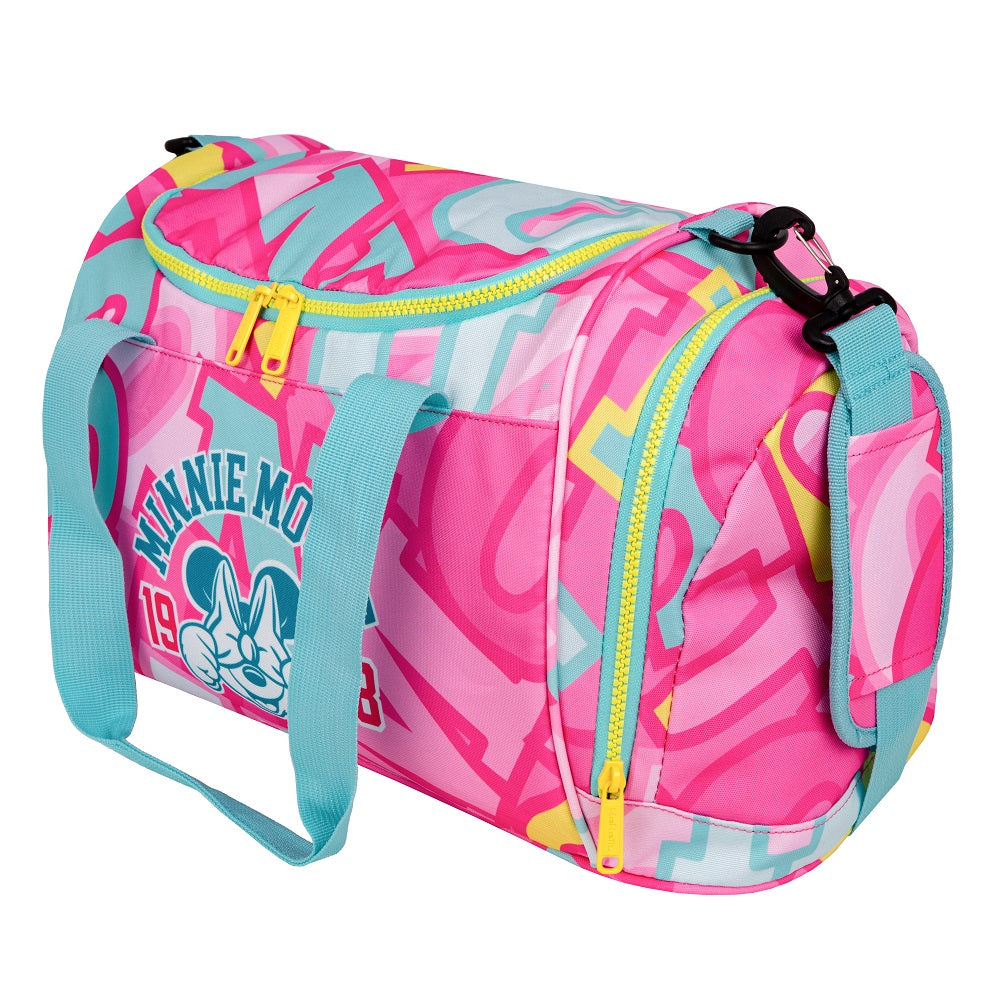 Große Sporttasche rosa mit Minnie Mouse Motiv passend zum Schulranzen
