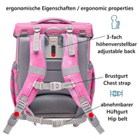 McNeill Schulranzen Ergo Complete Rückansicht mit verstellbaren Schultergurten Rückenpolster und Hüftgurt
