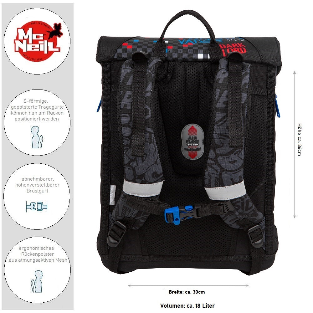 McNeill Jungen Schulranzen-Set ergonomisch mit Brustgurt 
