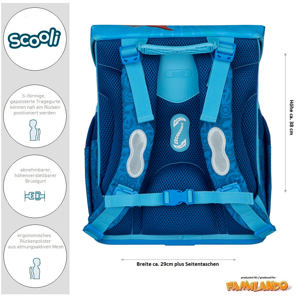 Scooli leichte Büchertasche mit ergonimschen Rückenpolster und Brustgurt