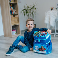 Blauer Avengers Schulranzen mit Zubehör Federmappe, Turn- und Geldbeutel, sowie Schlamperrolle