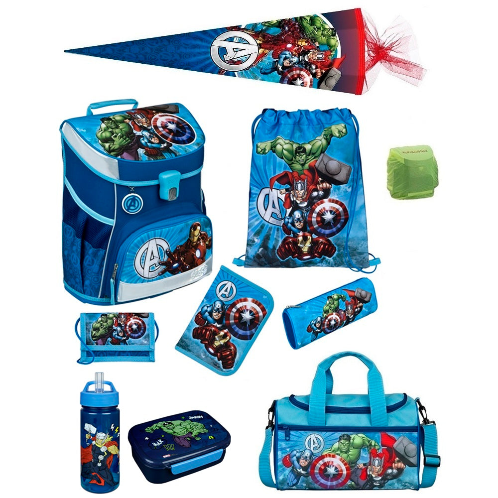 Avengers Schulranzen Set 10-teilig mit Sporttasche und Schultüte Scooli Campus Fit Ranzen 1. Klasse