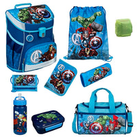 Avengers Schulranzen Set Scooli Campus Fit Ranzen 1. Klasse mit Sporttasche Blau