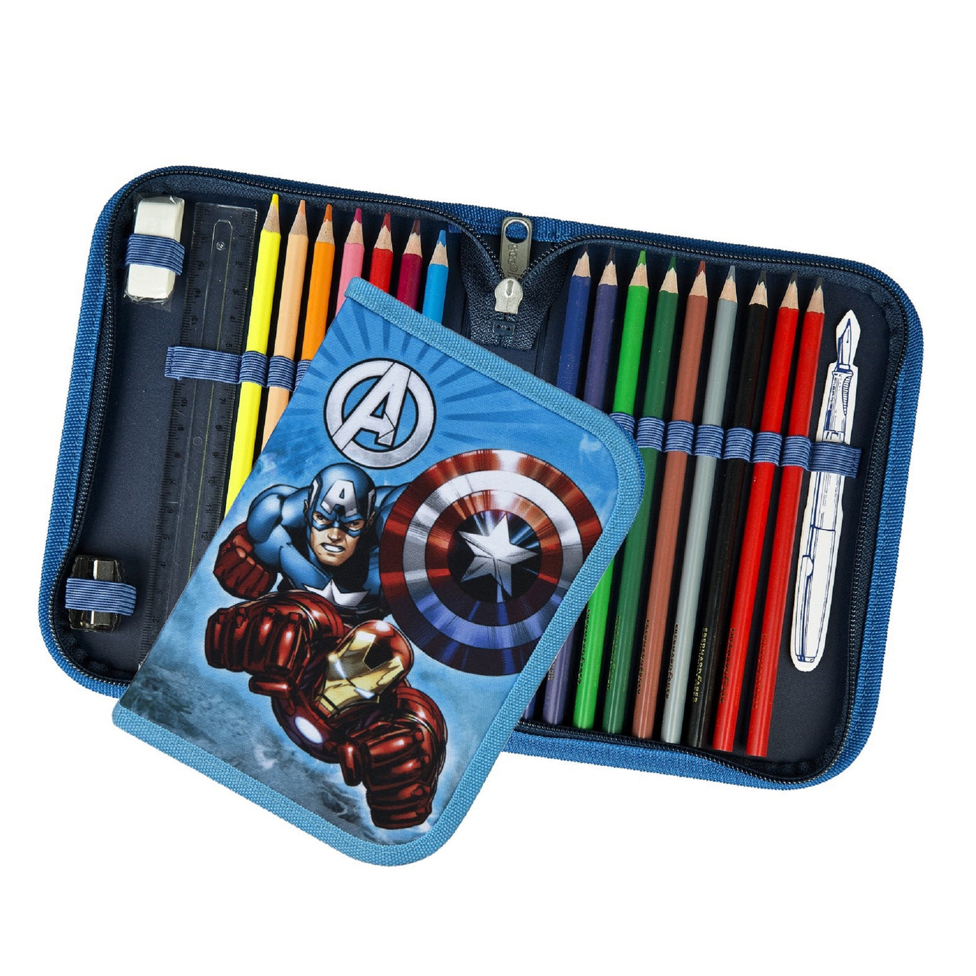 Detailansicht Füllung Avengers Federmappe