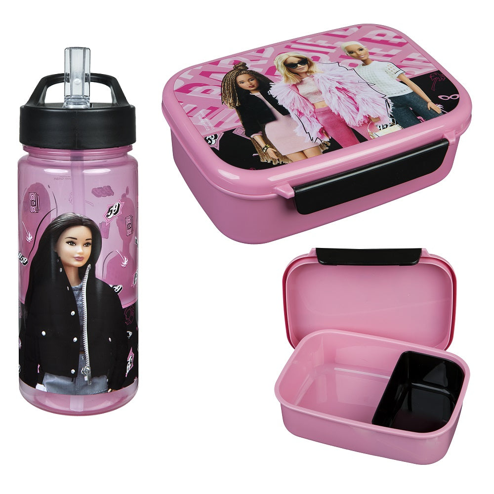 Brotdose und Trinkflasche im Set mit Barbie Motiv