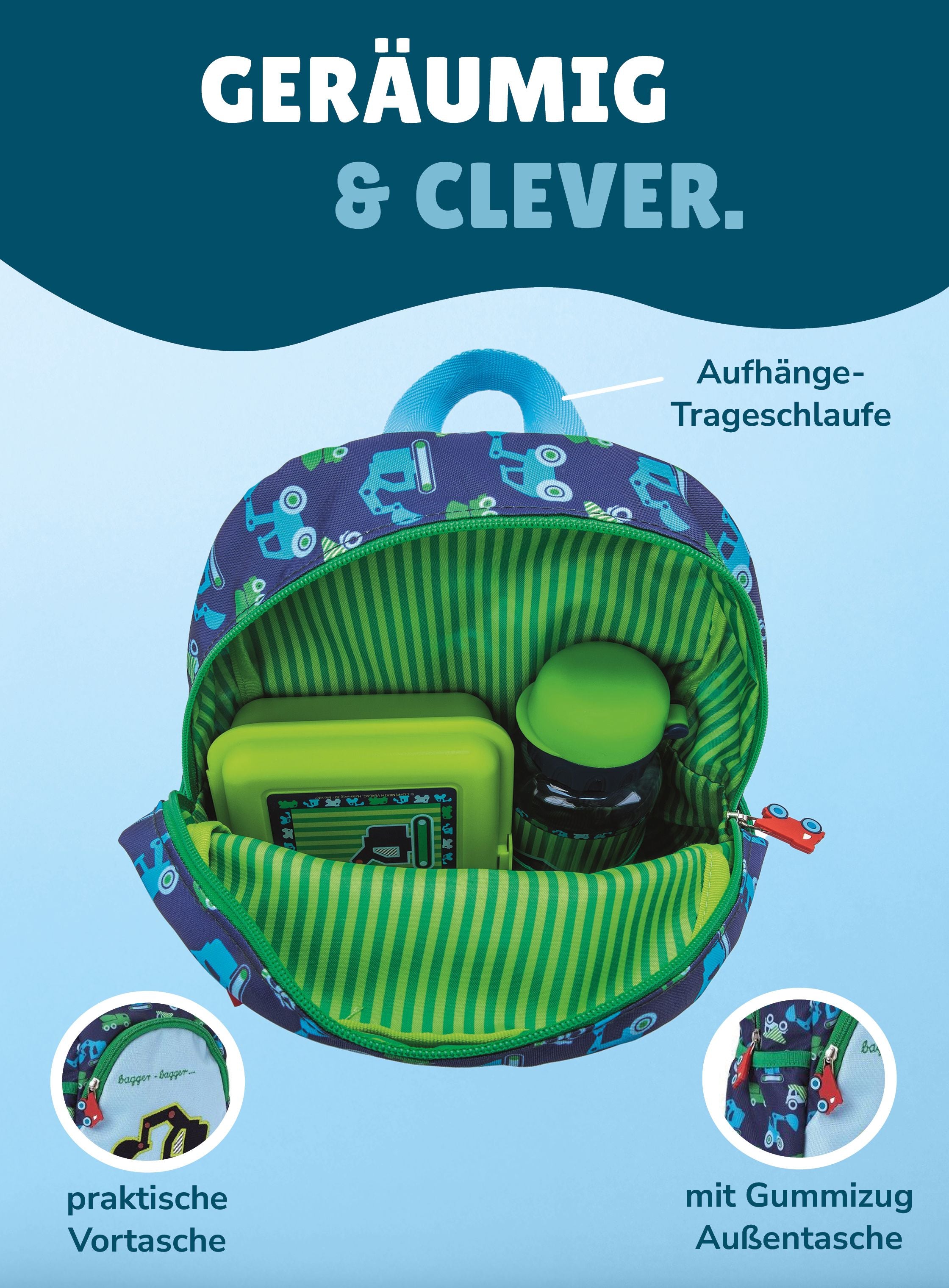 Spiegelburg Turnbeutel Bagger Blau Grün