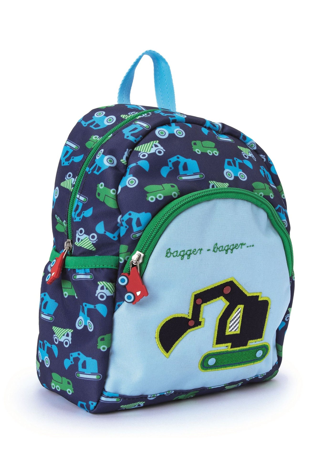 Spiegelburg Bagger Rucksack Set mit Turnbeutel, Brotdose und Trinkflasche