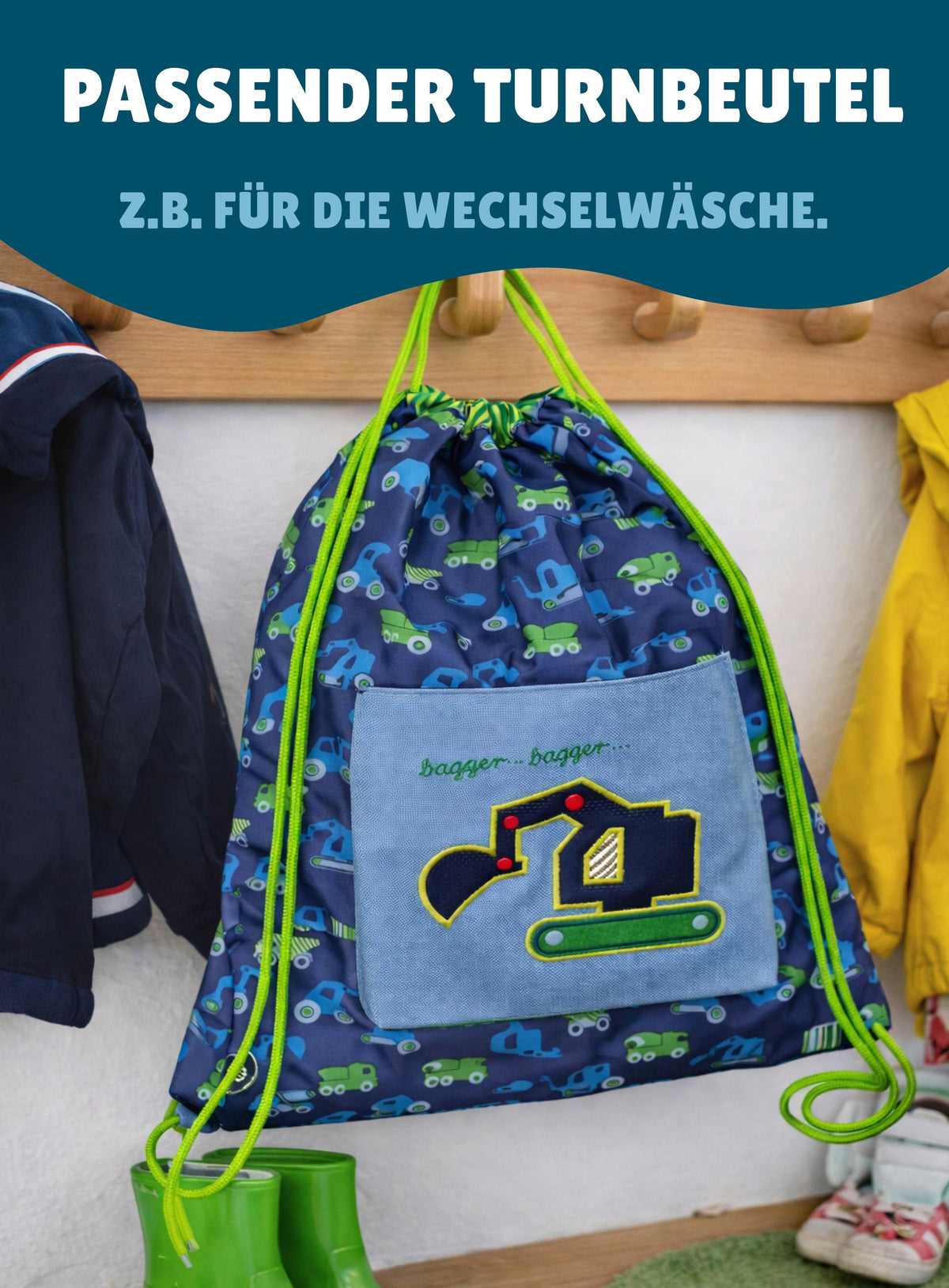 Kinder Rucksack Set 4-teilig Die Spiegelburg BAGGER für Kinder ab 2 Jahren