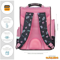 Mädchen Schulranzen ergonomisch Rückansicht mit Polster und Gurten