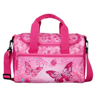 Detailansicht Sporttasche mit Schmetterling Design passend zum Schulranzen in rosa