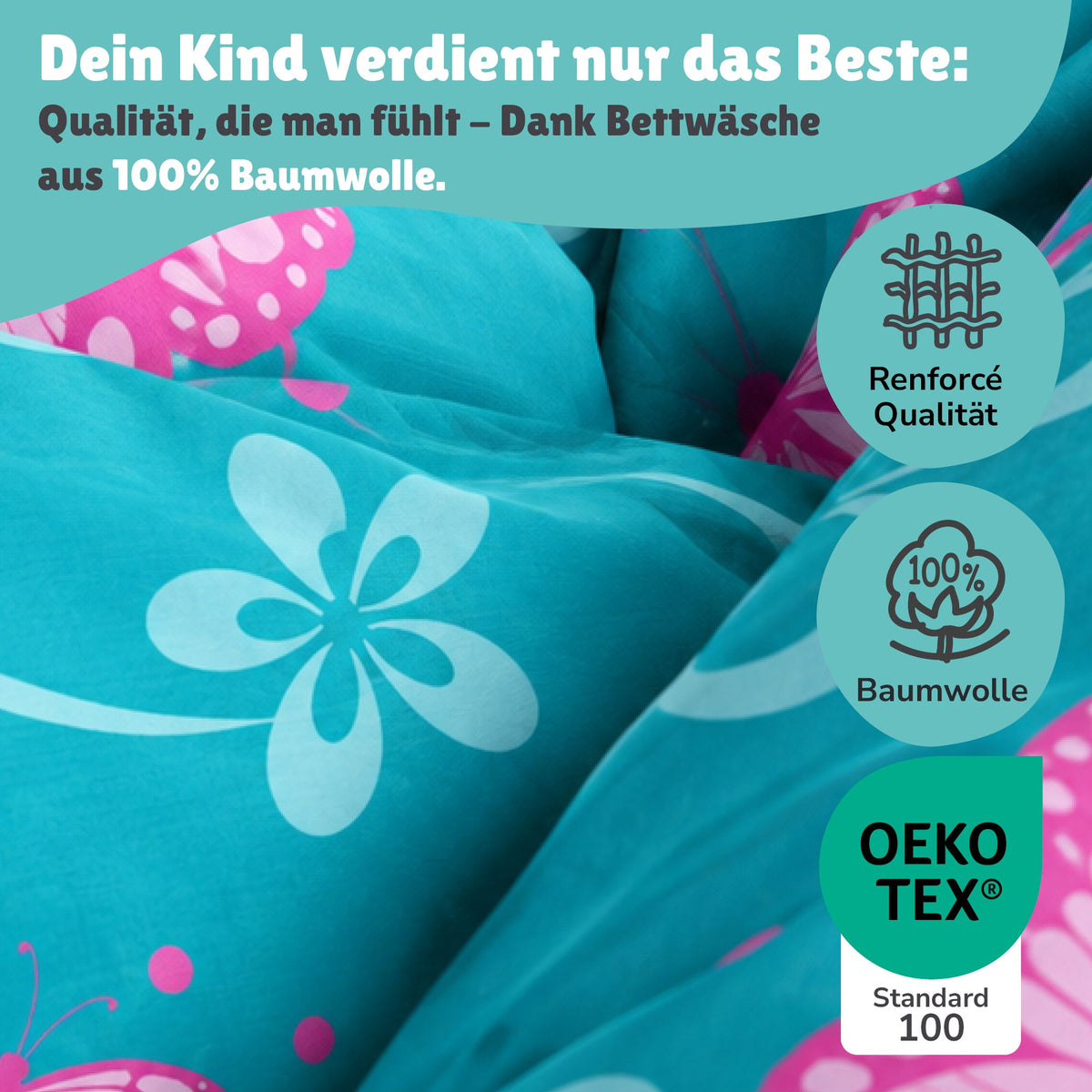 Infotafel Qualität der Bettwäsche aus 100% Baumwolle Renforce Linon