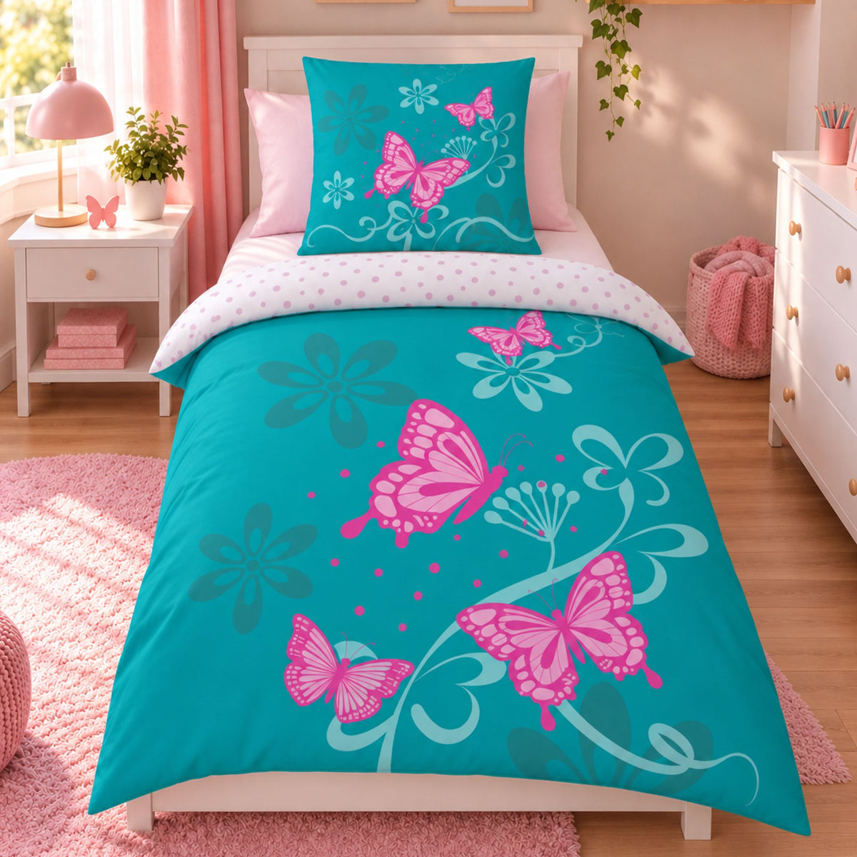 Schmetterling Bettwäsche Set 2-teilig 135x200 80x80 cm