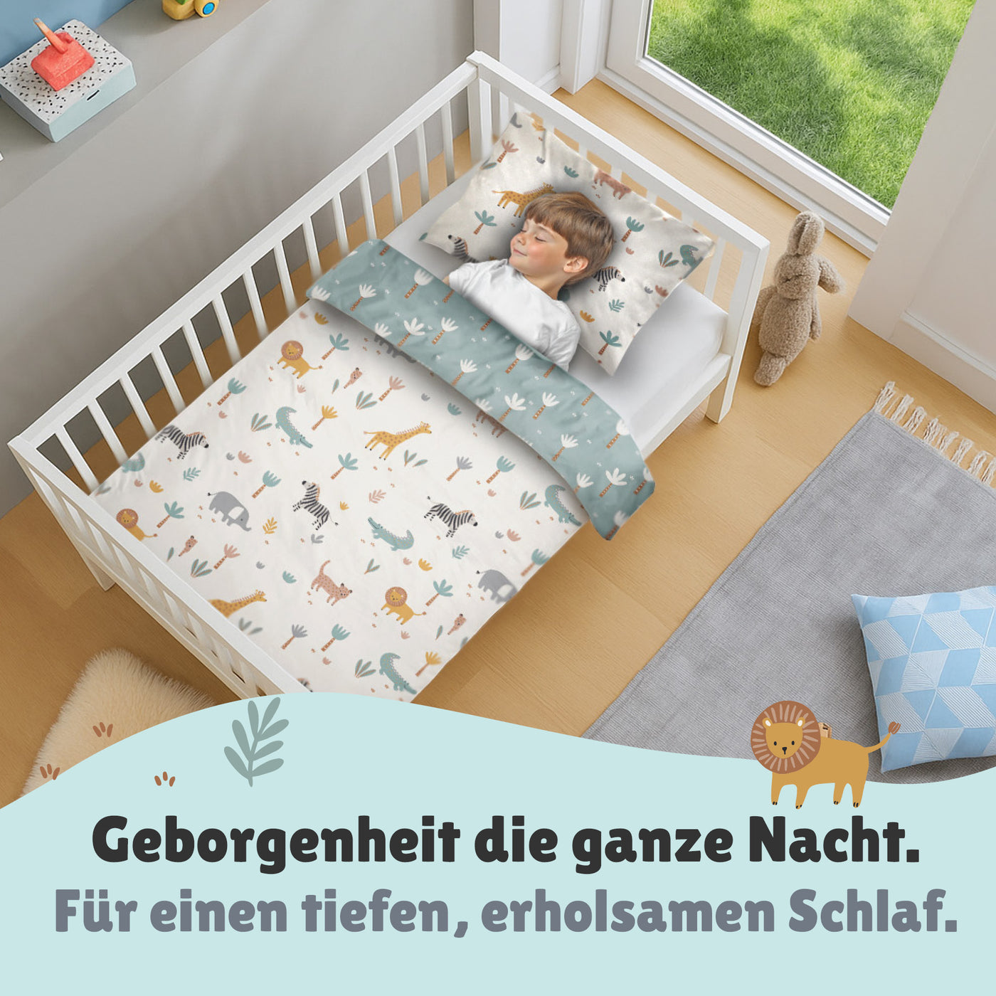 Detailansicht Elefant auf Bettdecke