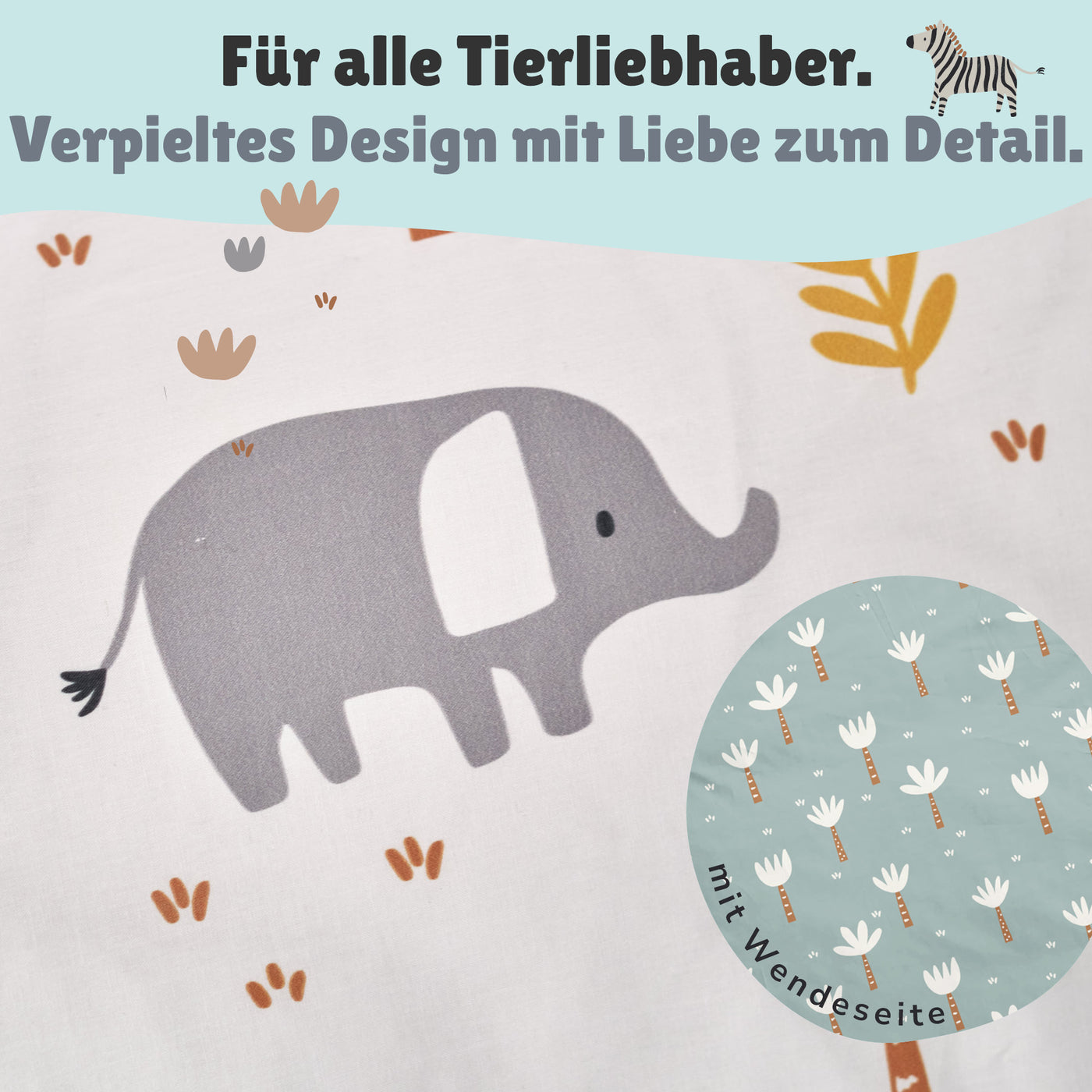 Detailansicht Zebra auf Bettdecke