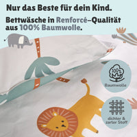 Infotafel Größe & Verschluss der Bettwäsche