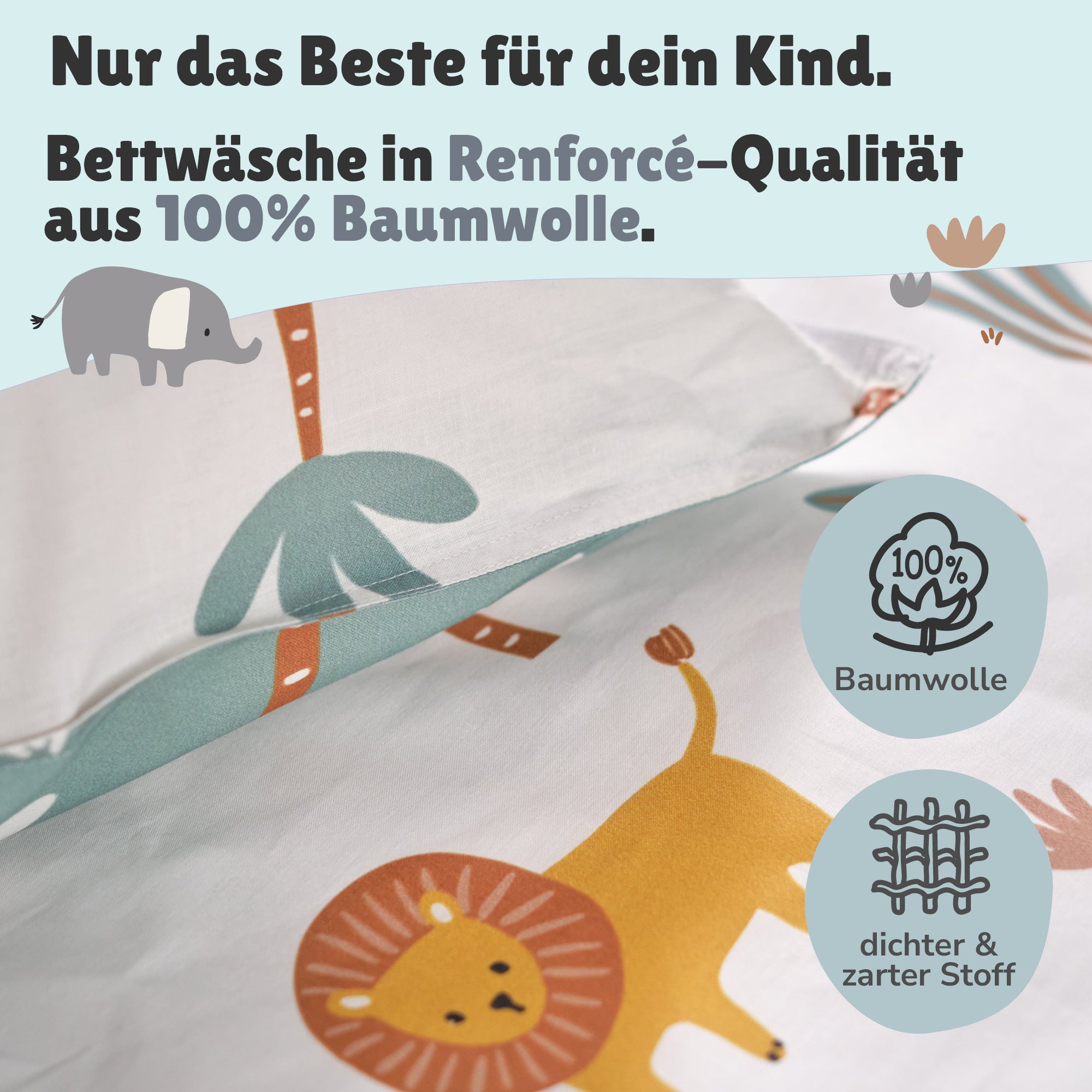 Infotafel Größe & Verschluss der Bettwäsche