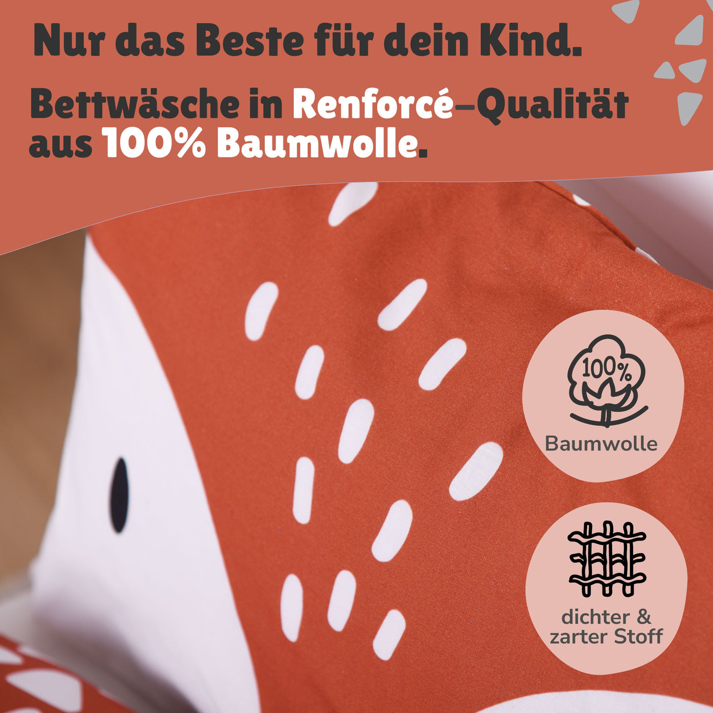 Detailansicht Ohren am Kopfkissen