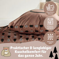 Infotafel Pflege Maschinenwäsche und Trocknergeeignet und Reißverschluss an der Bettwäsche