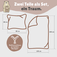 Infotafel Lieferumfang des 2-teiligen Sets bestehend aus Deckenbezug 135x200 cm und Kissenbezug 80x80 cm