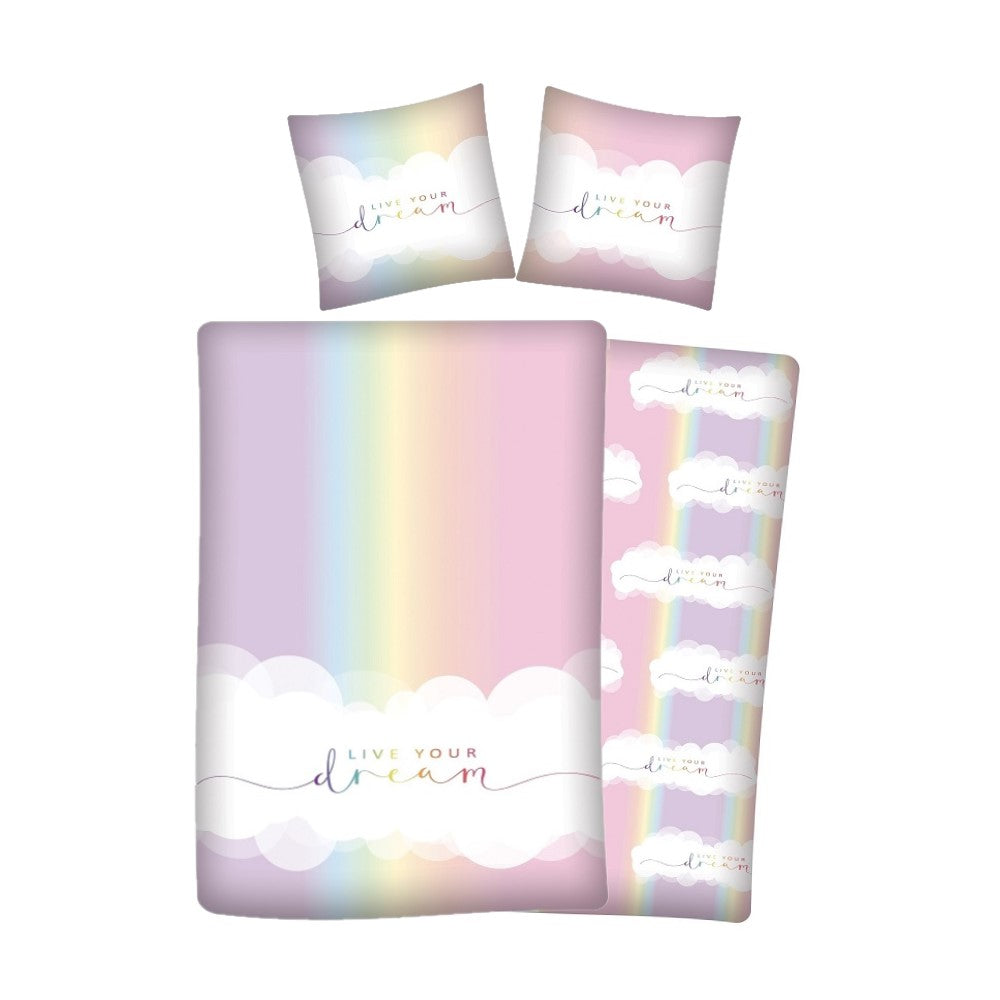 Regenbogen Bettwäsche 135x200 für Teenager Jugendliche Mädchen