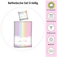 Kinder Bettwäsche 135x200 Bunte Farben mit Spruch zum Träumen