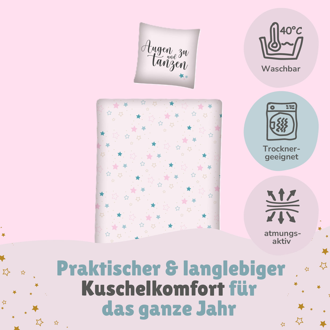 Sweet Dreams Bettwäsche 135x200 für Teenager Jugendliche Mädchen