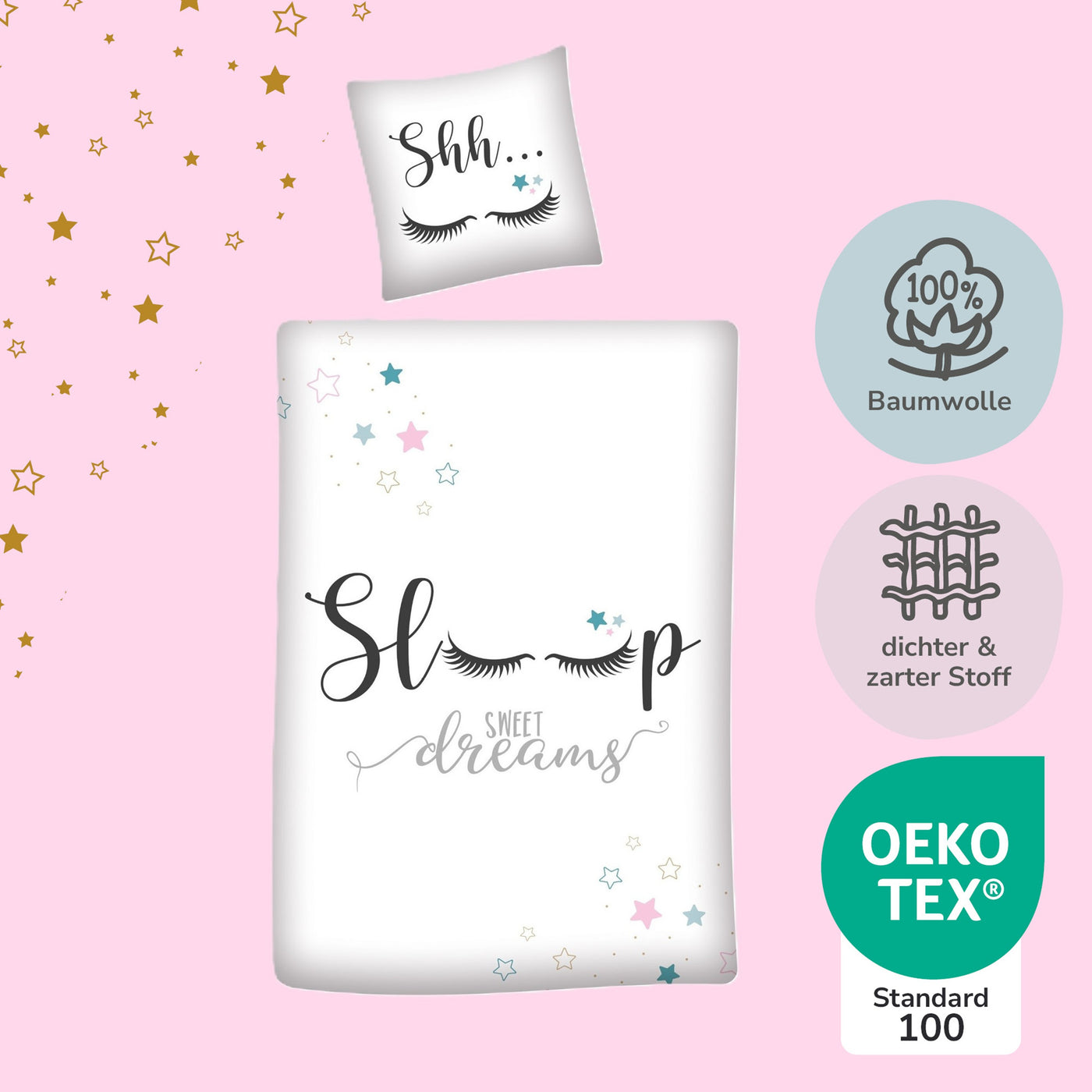 Größe und Lieferumfang des 2-teiligen Sets in 135x200 80x80 cm